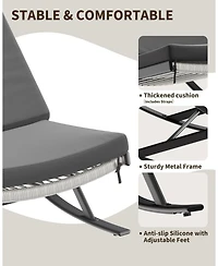 gaomon Outdoor Rocking Lounge Chair Set of 2, Patio Chaise Lounge with Removable Cushion for Napping Relaxing, Indoor Reclining Papasan Rocker Chair