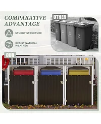Streamdale Furniture Garbage Bin Shed for 3 Cans, Lockable, Waterproof