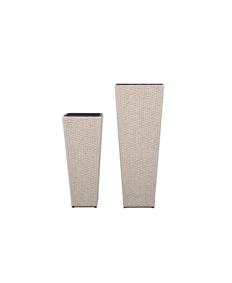 Streamdale Furniture Outdoor Pe Wicker Flower Pots, 2-Pcs Set
