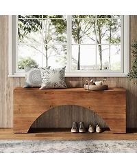 Tribesigns 47" Solid Wood Bench, Arch End of Bed Bench for Bedroom, Narrow Long Entryway Bench, Wooden Indoor Dining Bench