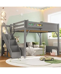 Streamdale Furniture Loft Bed with Wardrobe & Storage, Solid Wood