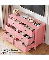 gaomon 6-Drawer Dresser for Bedroom, Large Wooden Chest with Deep Drawers and Metal Knobs for Entryway, Hallway