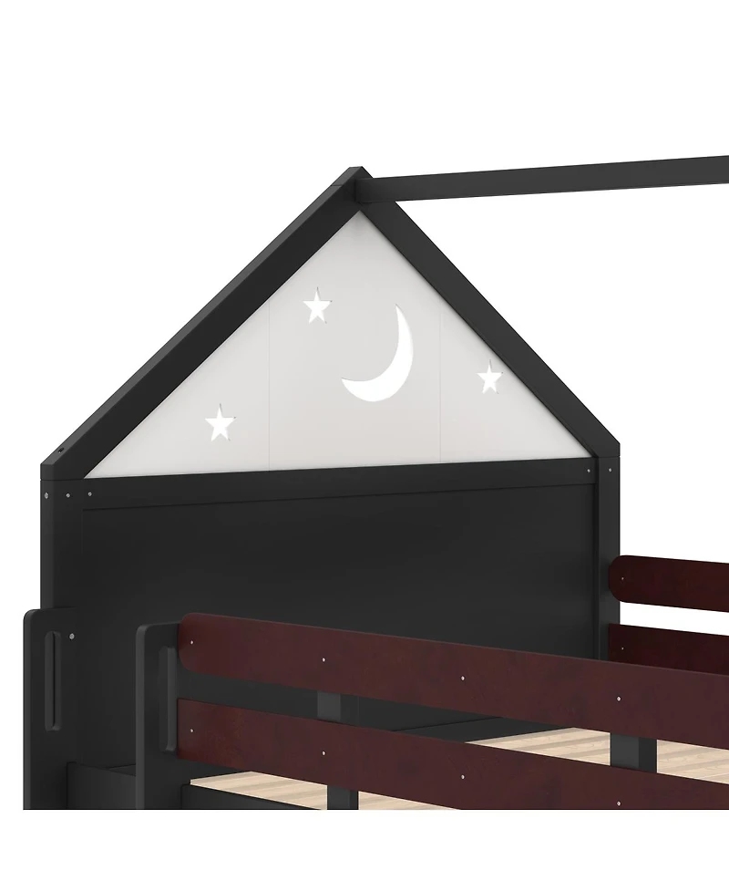 Streamdale Furniture Loft Bed with Bookshelf, House-Shaped with Slide
