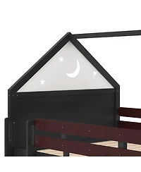 Streamdale Furniture Loft Bed with Bookshelf, House-Shaped with Slide