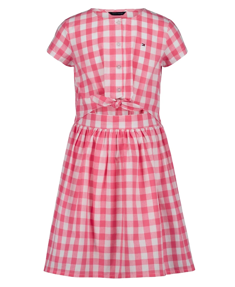 Tommy Hilfiger Girls' 7-16 Gingham Round Neck Dress