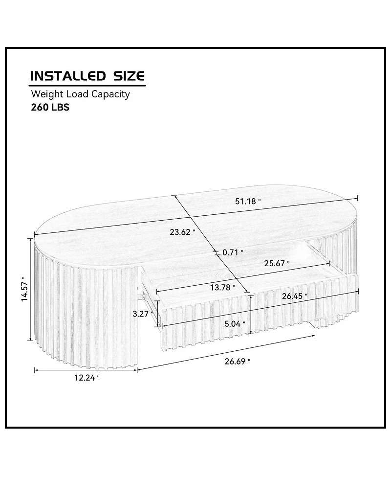 Streamdale Furniture Oval Wood Coffee Table with Drawer
