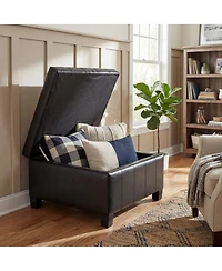 Streamdale Furniture Pu Storage Ottoman with Rubber Wood Legs & Lift-Top Storage