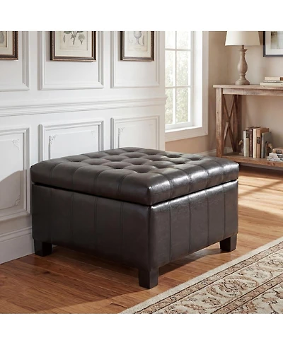 Streamdale Furniture Pu Storage Ottoman with Rubber Wood Legs & Lift-Top Storage