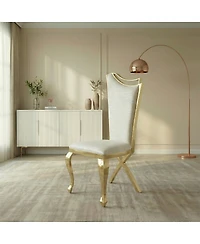 Streamdale Furniture Gorgeous Streamlined white Pu stainless steel dining chair, set of 2