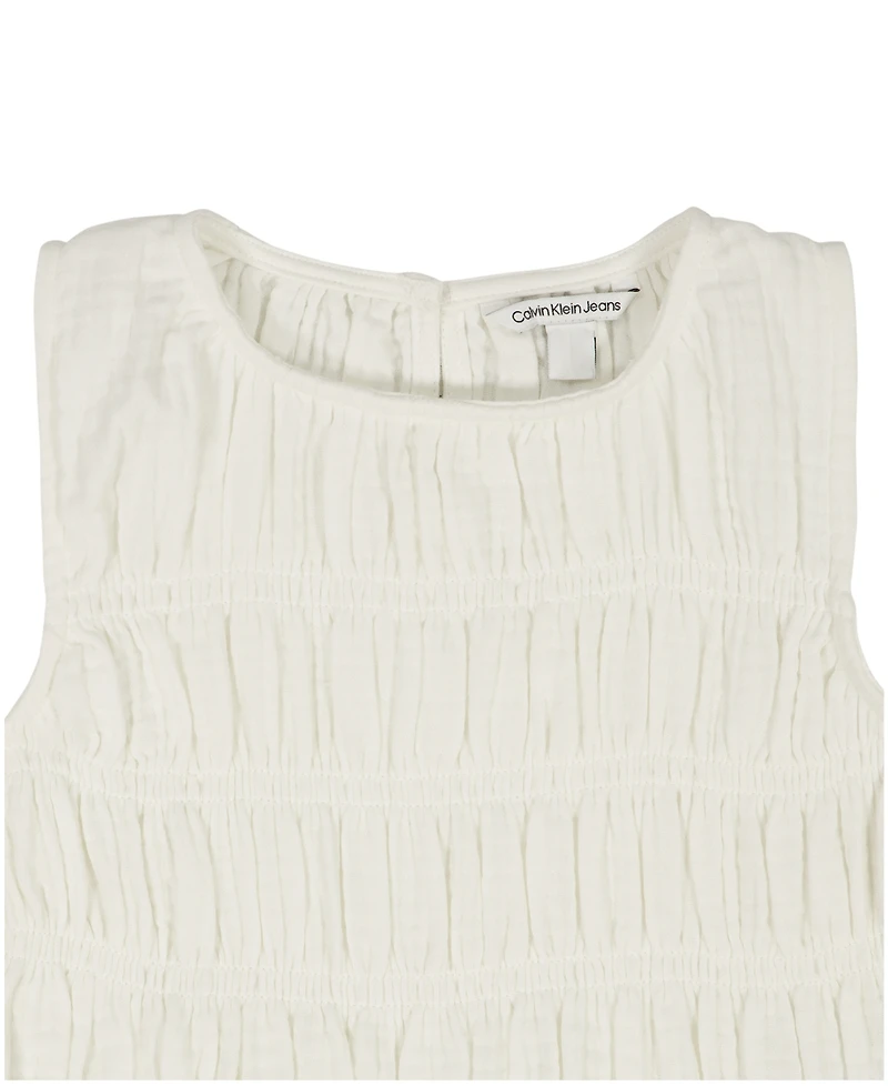 Calvin Klein Girls' 7-16 Crinkle Knit Sleeveless Top