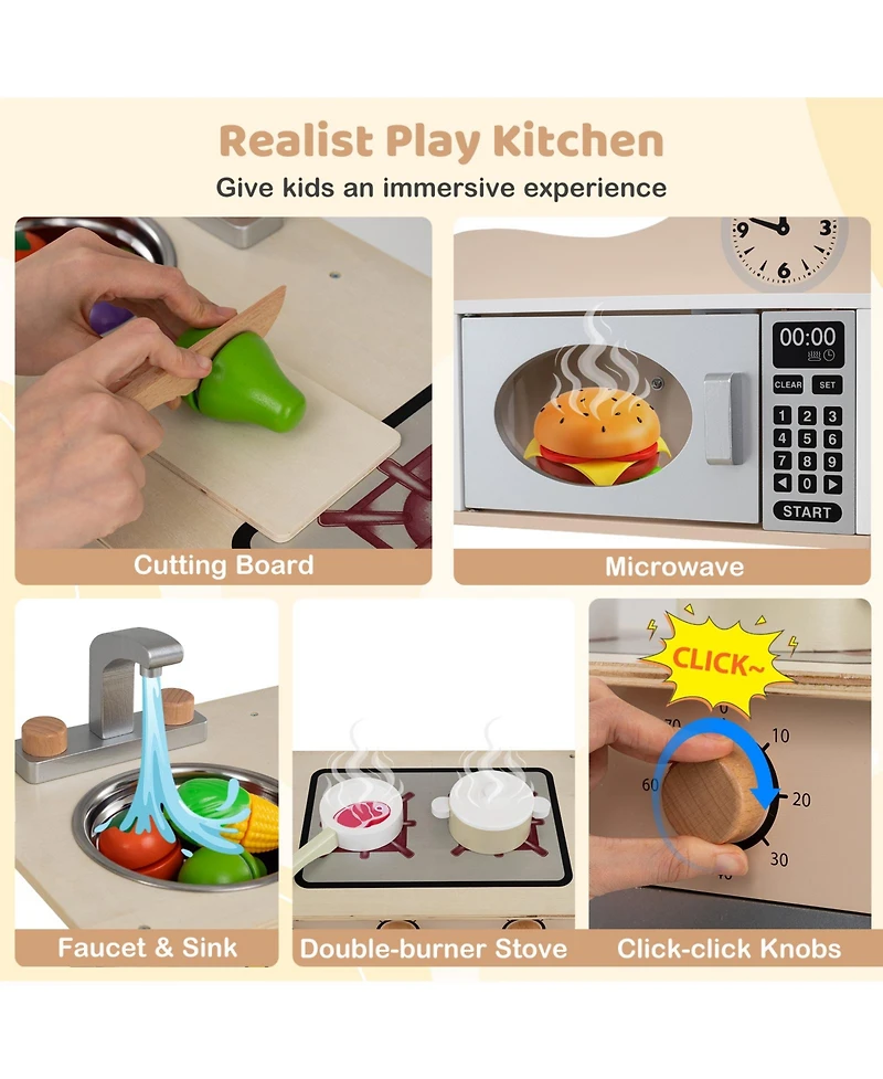 Slickblue Wooden Pretend Cooking Kitchen Toy Set for Children