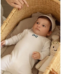 MeMoi Baby Boys "Put A Bow On It" 100% Cotton Polka-Dot Embroidered Footie