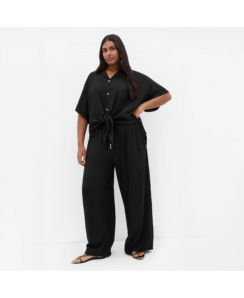 City Chic Women's Kalea Tie Front Shirt