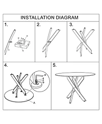 Streamdale Furniture Round Dining Table, 35.5" Glass Dining Table with Gold Legs