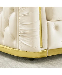 Streamdale Furniture 2-Piece Velvet Chesterfield Couch Set, 84.6" Sofa & 62.6" Loveseat