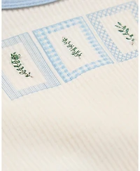 MeMoi Baby Boys Ribbed Cotton-Blend Embroidered Footie