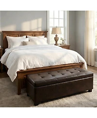 Streamdale Furniture Storage Ottoman Bench, Tufted Entryway, 49.75", Hinges, Wooden Legs