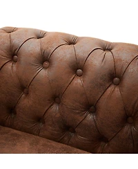 Streamdale Furniture Chesterfield Club Chair with Scrolled Arms, Nail head Trim, and Solid Wood Legs