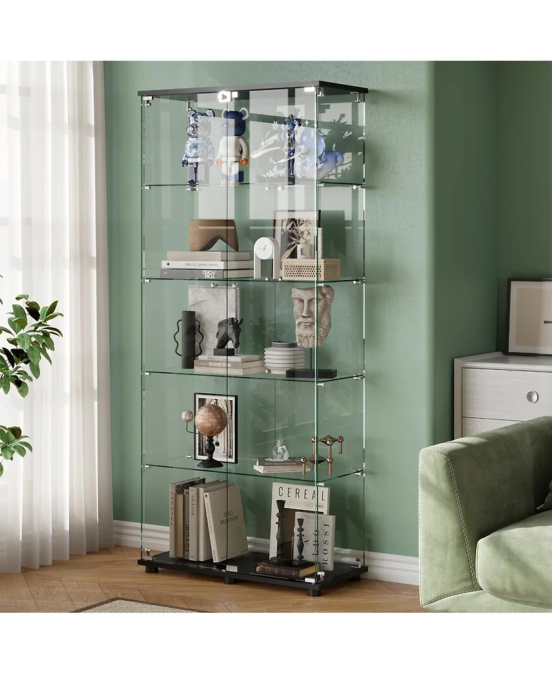 Streamdale Furniture Glass Display Cabinet with Lock, 5-Shelf