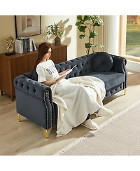 Streamdale Furniture Customizable Armrest Sofa with Velvet Fabric