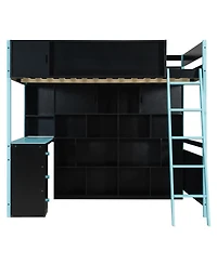 Streamdale Furniture Full Size Wood Loft Bed with Desk