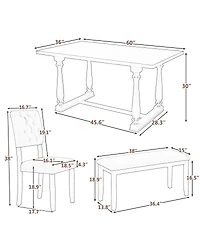 Streamdale Furniture 6-Piece Dining Set with Special-shaped Legs & Foam Seat Backs