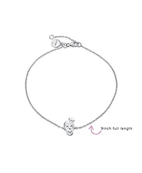 Bling Jewelry Whimsical Heart Eyes & Crown Smiling Skull Anklet Ankle Bracelet .925 Sterling Silver Adjustable