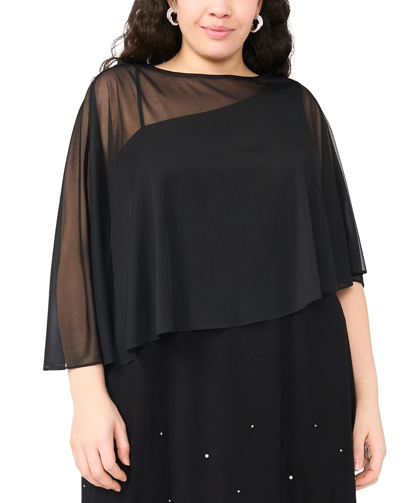 Msk Plus Asymmetrical Combo Cape Dress