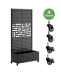 Streamdale Furniture Metal Planter Box with Trellis, 73"x35"x16 Raised Garden Bed with Wheels