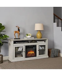 Streamdale Furniture Contemporary Media Stand with Fireplace Insert, 60"W