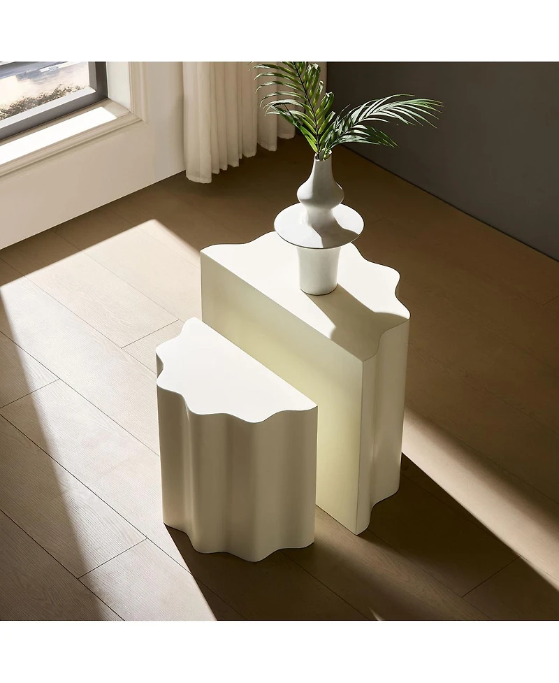 Streamdale Furniture Modern Fiberglass Wavy Edge Coffee & Entryway Table Set - No Assembly