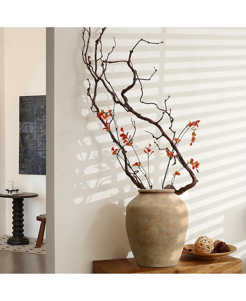 LuxenHome Terracotta 12.4" Vase with Earthy Tones, Accent for Farmhouse or Boho Interiors