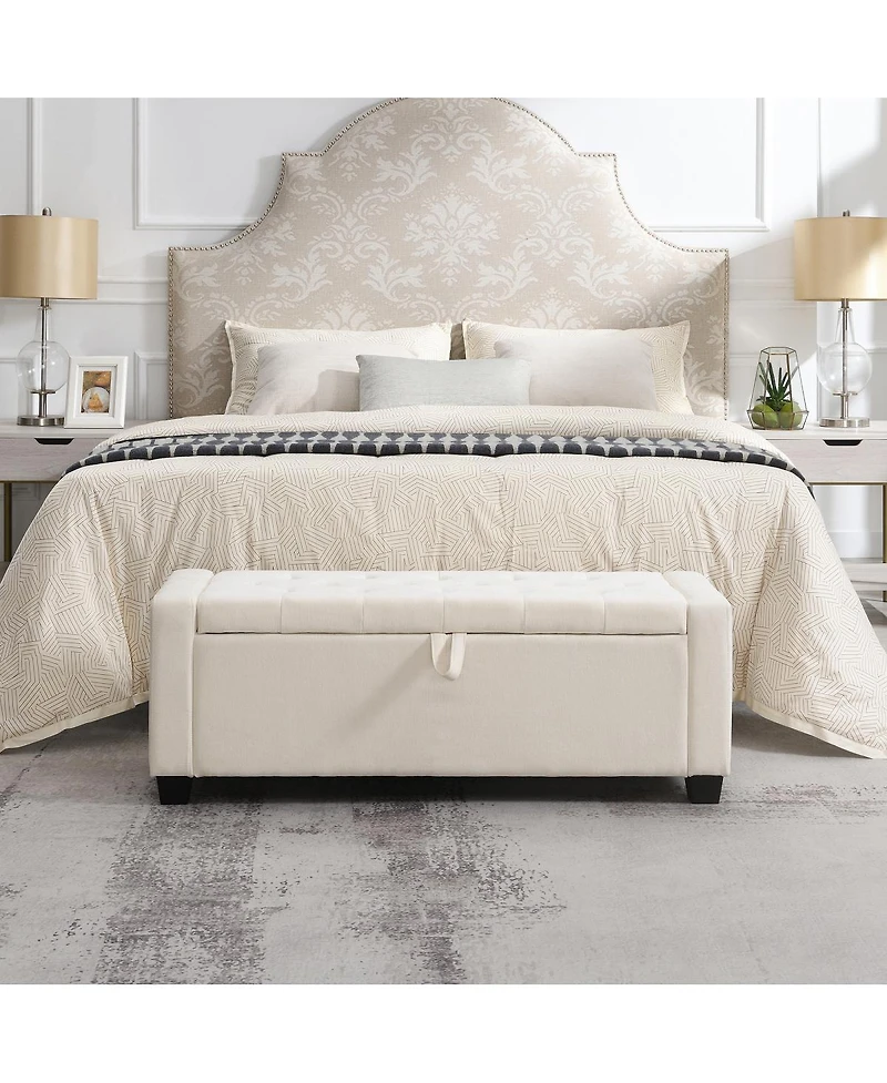 Streamdale Furniture 48" Storage Ottoman Bench with Safety Hinge, Upholstered Entryway Seating