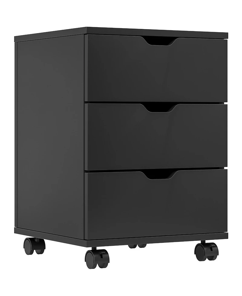 Rainsken 3-Drawer Vertical Filing Cabinet, Wood Mobile File Cabinet, Storage Cabinet with Wheels