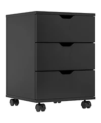 Rainsken 3-Drawer Vertical Filing Cabinet, Wood Mobile File Cabinet, Storage Cabinet with Wheels