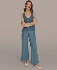 Donna Karan Weekend Women's Scoop Neck Pointelle Stitch Tank Top