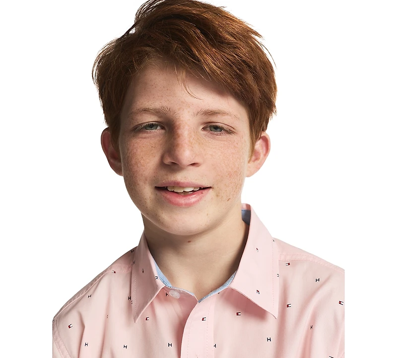 Tommy Hilfiger Boys' 8-20 Flag Short-Sleeve Woven Shirt