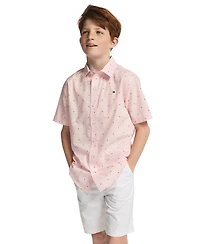 Tommy Hilfiger Boys' 8-20 Flag Short-Sleeve Woven Shirt