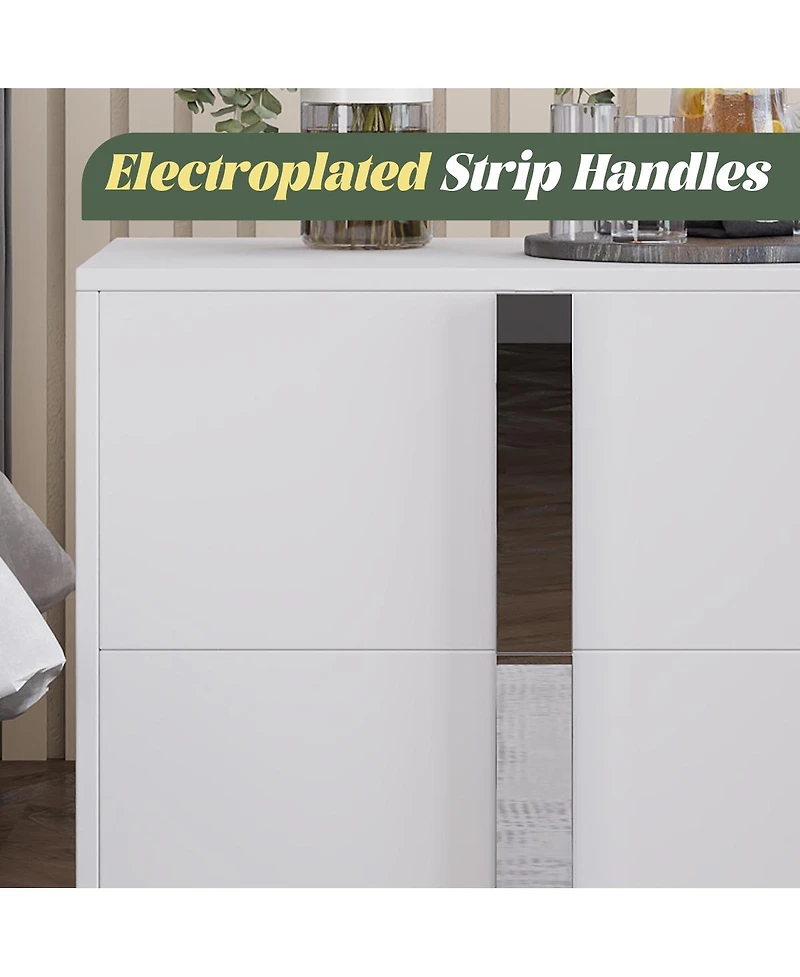 Streamdale Furniture Modern End Table with Drawers & Mirrored Handles