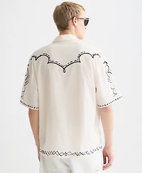 Scotch & Soda Men's Embroidered Seersucker Relaxed-Fit Short-Sleeve Shirt