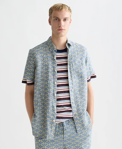 Scotch & Soda Men's Printed Linen Regular-Fit Short-Sleeve Shirt