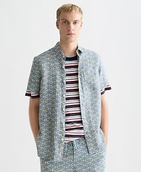 Scotch & Soda Men's Printed Linen Regular-Fit Short-Sleeve Shirt