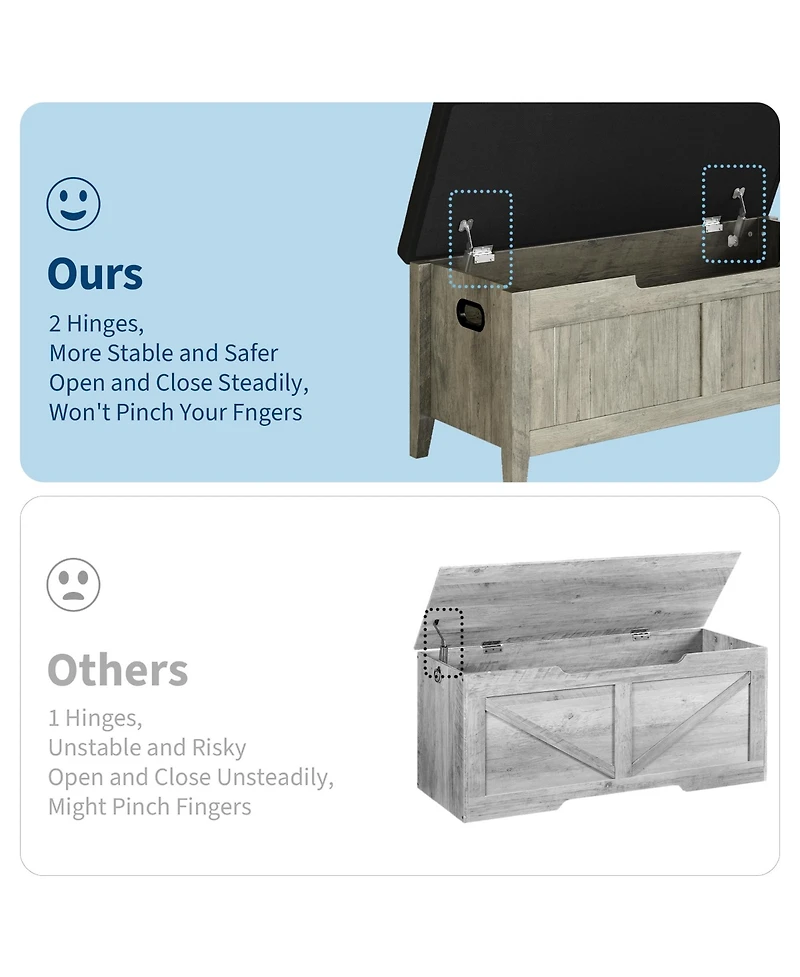 gaomon 39.4" Wooden Flip-Top Storage Bench