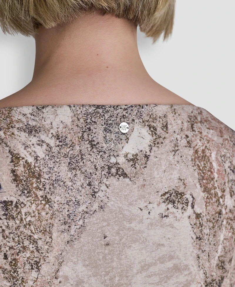 Dkny Petite Boat Neck Printed Top