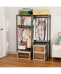 Yigii 4-Tier Portable Metal Garment Rack for Small Spaces