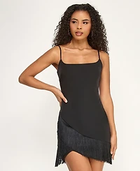 Seni & Cade Juniors' Wrap Skirt Scoop Neck Dress