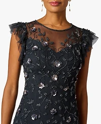 Adrianna Papell Petite Bead Mesh Ball Gown