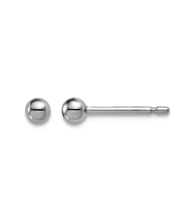 Curata Jewelry Solid 950 Platinum Classic Ball Stud Earrings 3mm