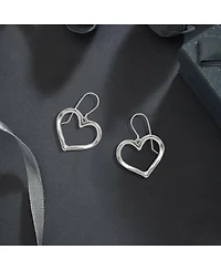 Curata Jewelry 925 Sterling Silver Large Open Heart Dangle Hook Earrings