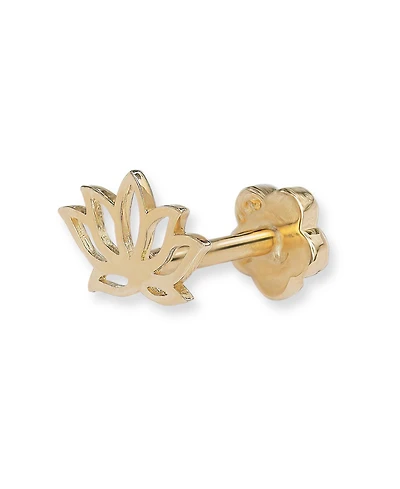 Curata Jewelry Solid 14k Yellow Gold 18G Polished Lotus Flower Cartilage Labret Flat-back Piercing